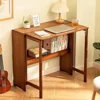 Comfort corner Collapsible Desk for Small Spaces,Bamboo Folding Writng Working Computer Desk,Expandable Design with Shelves 1