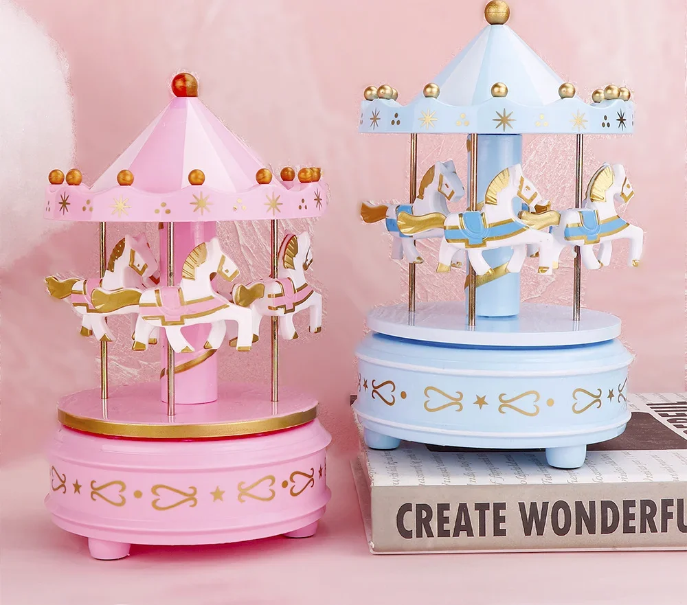 Music Boxes Merry-go-round Horse Carousel Geometric Baby Room Decoration Gifts Unisex Christmas