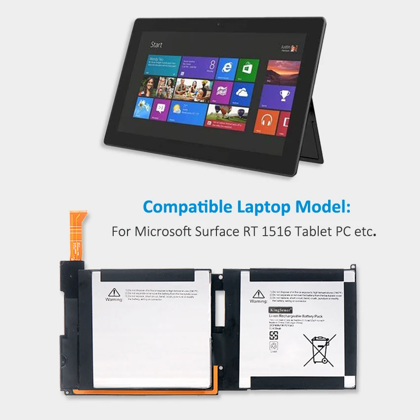 microsoft surface rt 1516 tablet pc 21cp4 106 96 7.4v 4120mah 31.5wh