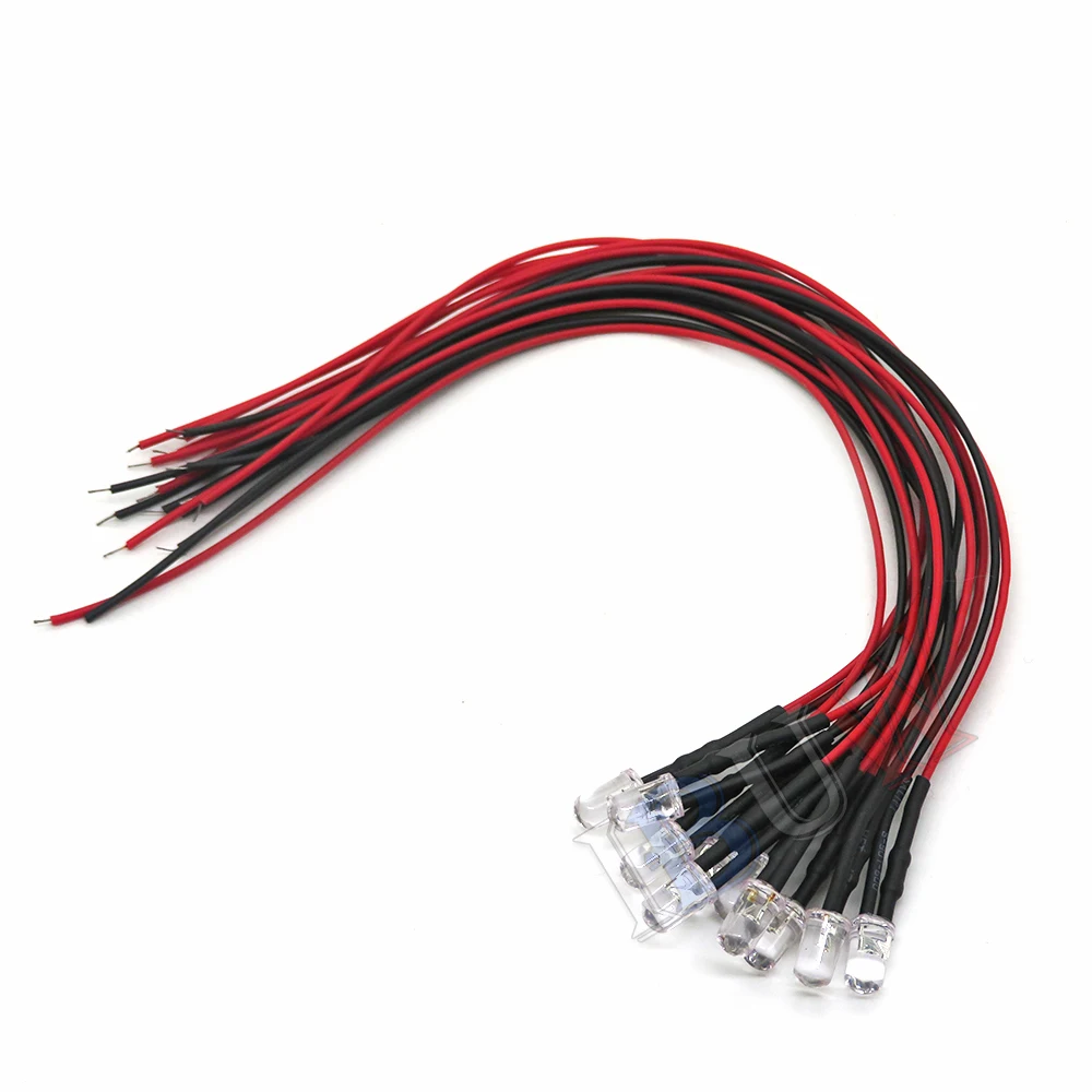LED Light 3V 6V 12V 24V Pre Wired 3mm 5mm LED Light Lamp Bulb Prewired Emitting Diodes Transparent Yellow Blue Green White Red 10PCS