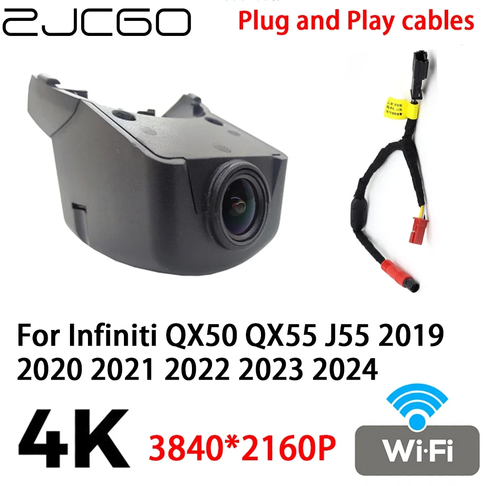 

ZJCGO 4K 2160P Автомобильный видеорегистратор, подключи и работай для Infiniti QX50 QX55 J55 2019 2020 2021 2022 2023 2024