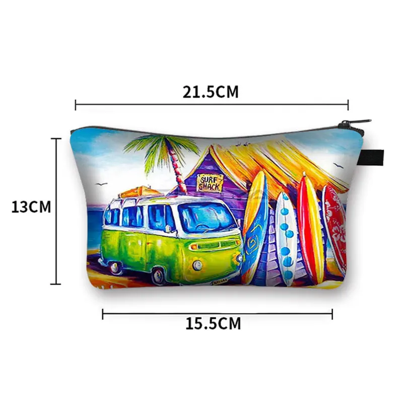 Colored cars on seaside vacation Cosmetic Bag Makeup Bag Storage Bags Portable Cosmetic Case Gift storage bag cosmetic bag cosmetic storage bag toiletry bag makeup bag cosmetic case