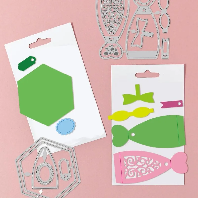 나비매듭 절단 다이 캔디 박스, 금속 다이 컷, 할로우 선물 상자 가방, 금속 다이 컷, DIY 스크랩북 사진 앨범, 2 개