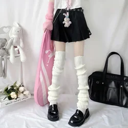 Women's Over Knee Lengthened Knitted Leg Warmers - JK College Style Autumn Winter Socks - One Size (White 70CM)