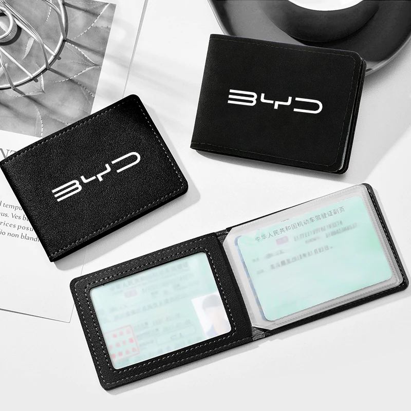 Driver License Cover Auto Suede Anti-Fur Car Driving Documents Case Credit Card Holder For BYD Tang F3 E6 Atto Yuan Plus Song