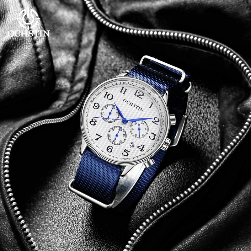 New ochstin2024 creative nylon series fashion trend multifunction quartz movement waterproof watch men's quartz watches