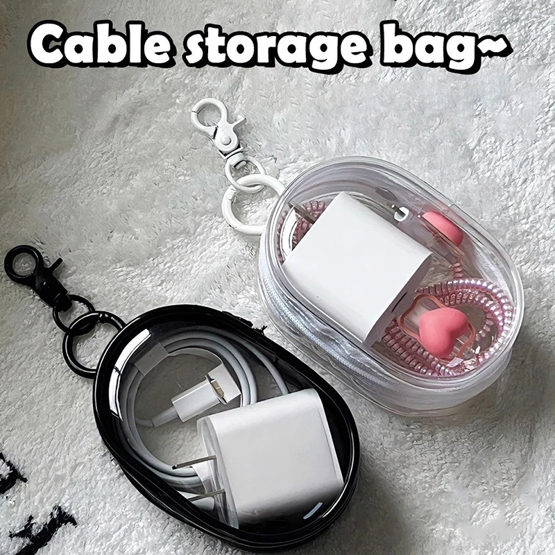Portable Data Cable Storage Box with Protective Cover Headset Data Cable Organizer Outdoor Travel Storage Bag