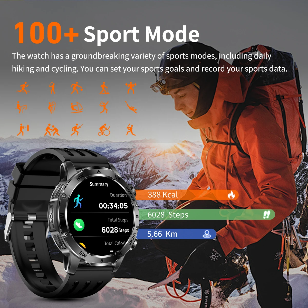 Smartwatch outdoor para hombre con brújula y linterna led_voghion.com