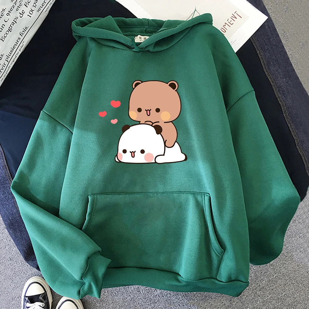 Sudadera con capucha de oso Panda para mujer, jersey de manga larga con estampado de dibujos animados de Bubu Dudu, Tops Kawaii, Ullzang Unisex