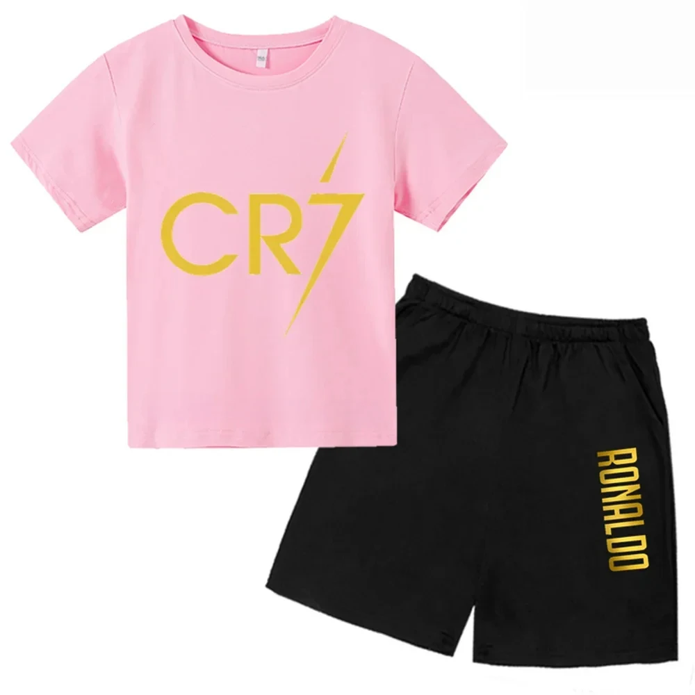 3D kids T-shirt Summer CR7 Star Print Top/Shorts  Boys/Girls Preschool 3-13Y Birthday Gift Sunshine Casual Round Neck Sports Set 6