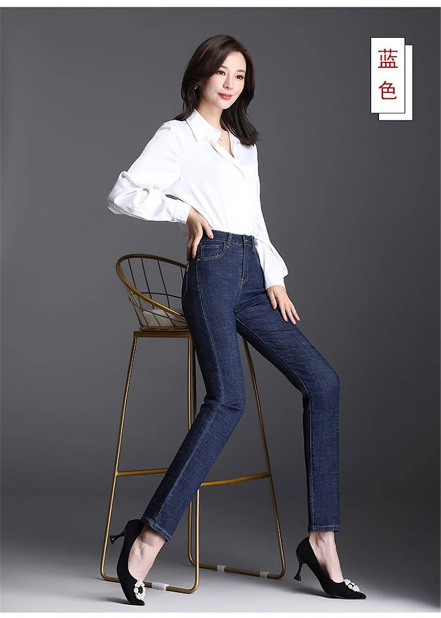 Women's Jeans Super Elastic High Wiast Vintage Boyfriend Jeans For Female Spring Autumn Zipper Oversizded Mom Denim Trousers jeans pant