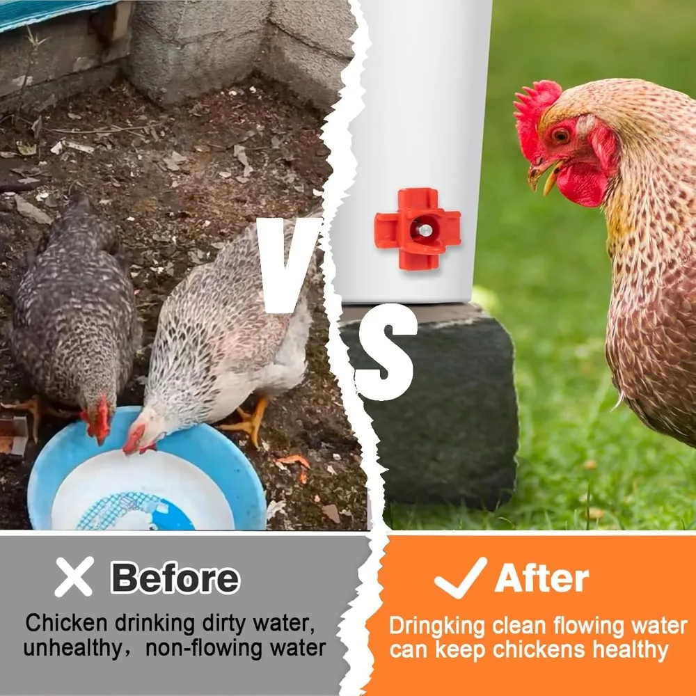 Chicken Water Dispenser Chicken House Automatic Water Feeding Bowl Poultry Cross Drinking Mouth Breeding Equipment 10/15/10pcs poultry water dispenser,poultry waterer