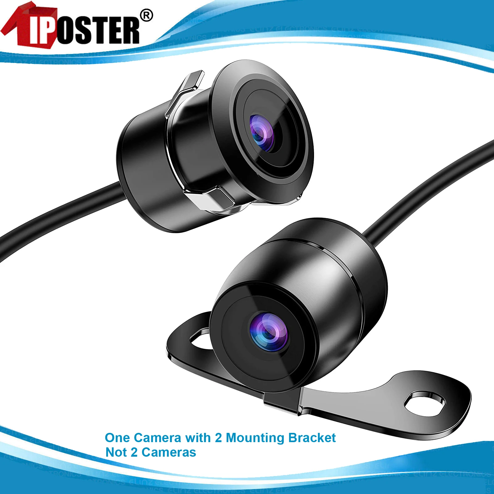 iPoster Flush Mount / Hang Mount Car Front/Rear View Camera Backup Reverse Glass Lens Waterproof Night Vision 12v For Car SUB Rv