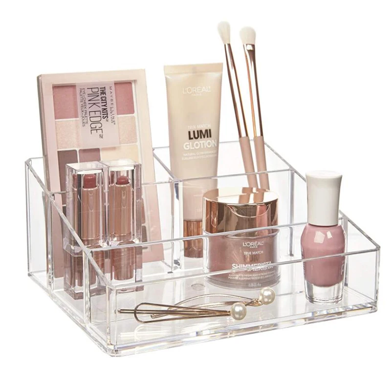 Clear Plastic Makeup Organizer Cosmetic Storage Box Makeup Brush Holder Stationery Storage Pen Holder Lipstick Display Stand 5