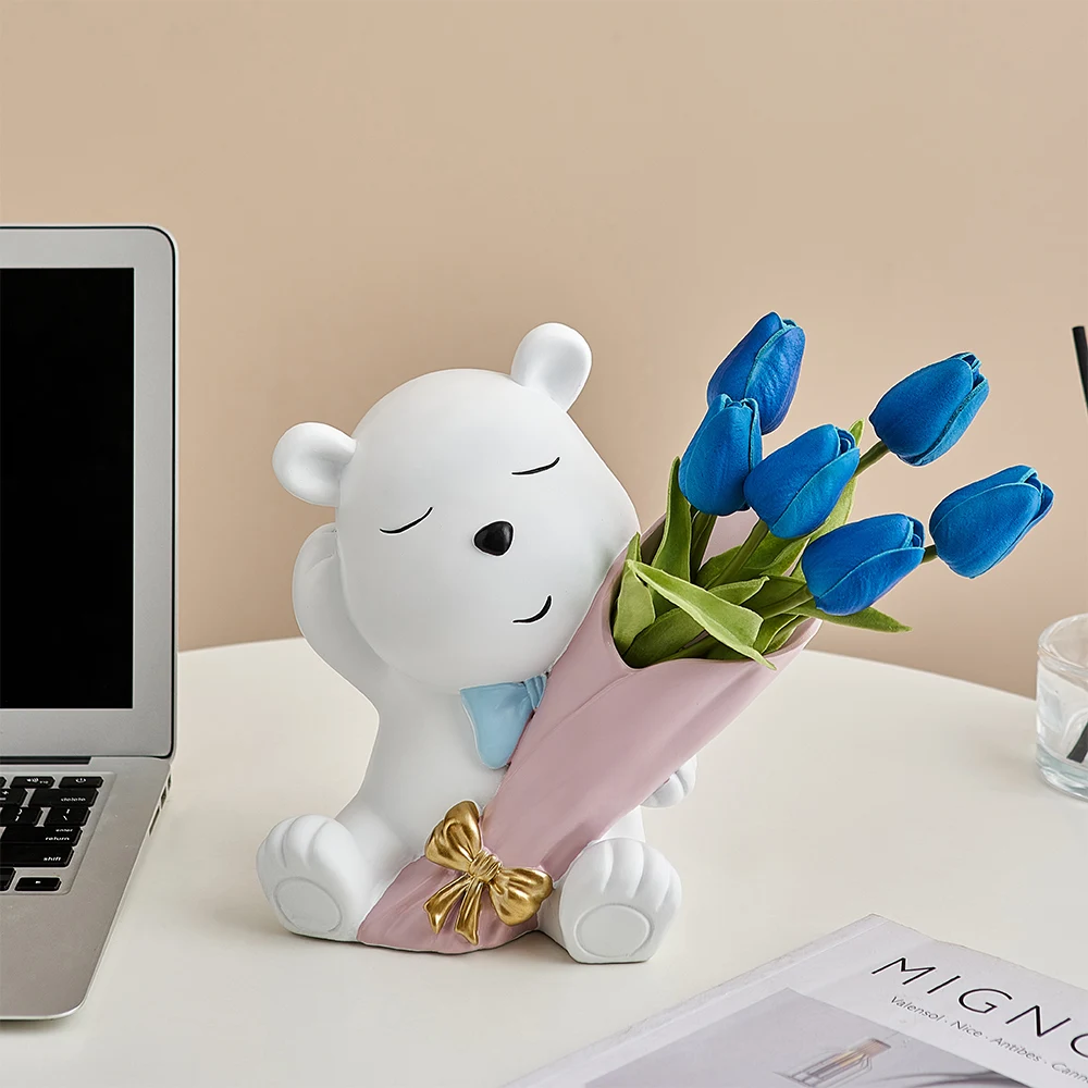 

Мультяшные аксессуары, искусственная Цветочная организация, ваза, украшение для стола из смолы, аксессуары для декора гостиной, подарок