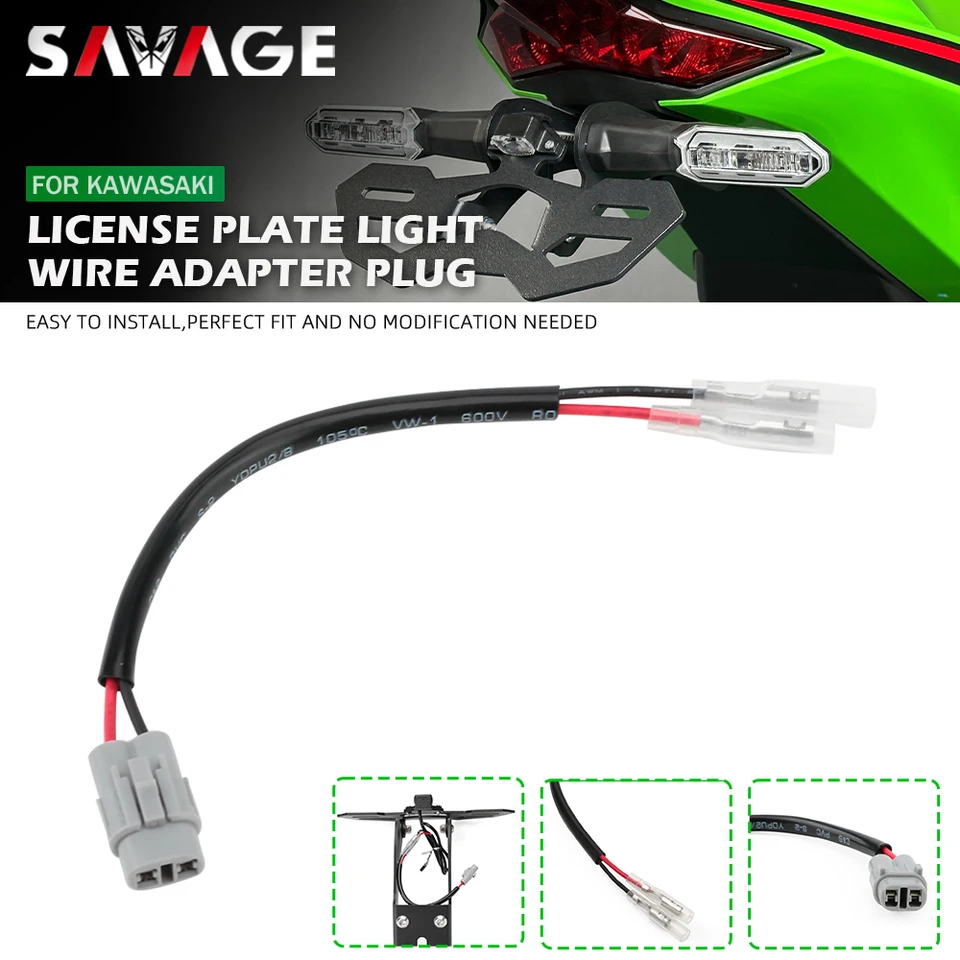 ZX4R Z900/RS License Plate Light Wire Adapter Plug Connector For