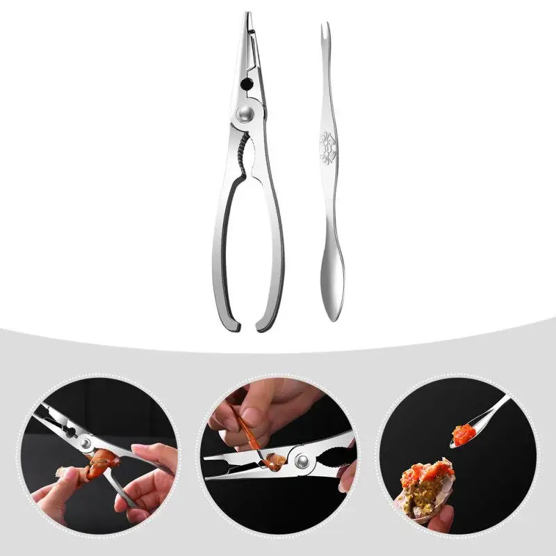 Description Picture 6 of itemCrab Claws and Needles The Lobster Cutlery Seafood Tool Nut Peeling Stainless Steel Handheld Scissor Eating Opening Clamp