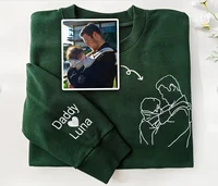 Custom Dad Embroidered Portrait from Photo Sweatshirt, Personalized Dad Portrait Hoodie, Gift for Dad, Father's Day Gifts 2