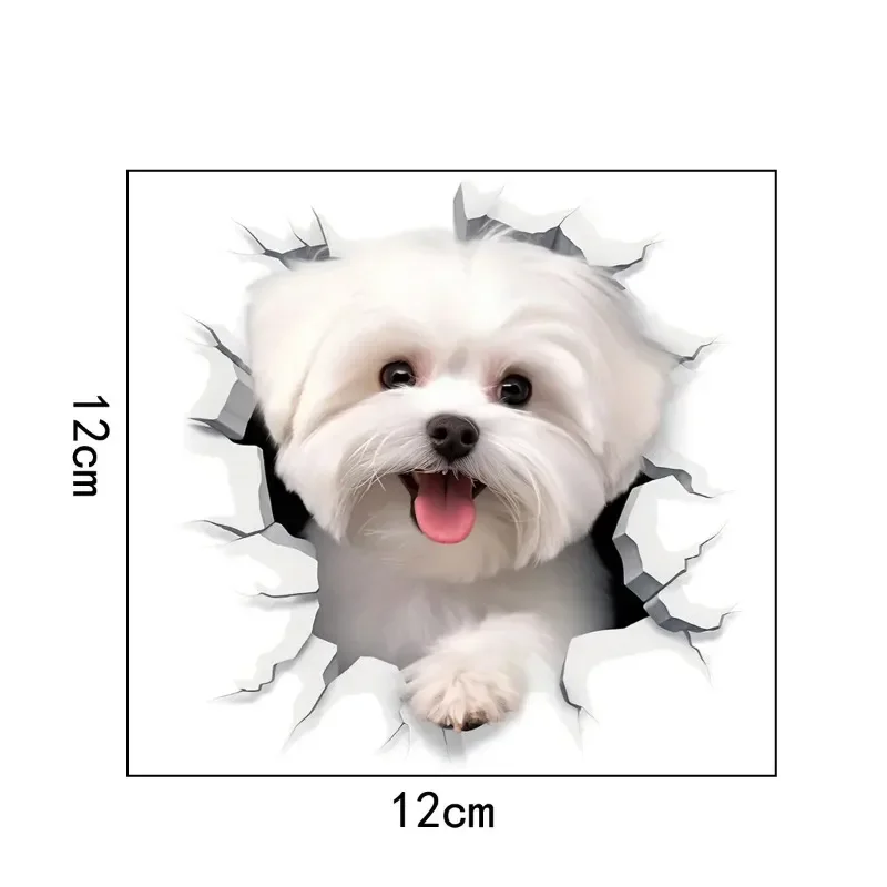 1pc Creative 3D Cracked Animal Dog Toilet Sticker, Adorable Bathroom Decor, Wall Self-Adhesive Art, Bathroom Decor - Image 5