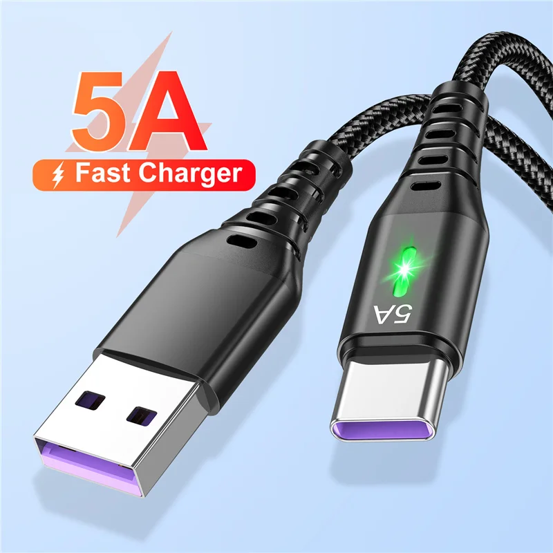 5A Usb Type C Cable Fast Charging For Xiaomi 11 12 Redmi Huawei P40 Super Fast Charger Type-C Micro Data Cord For Samsung S6 S7