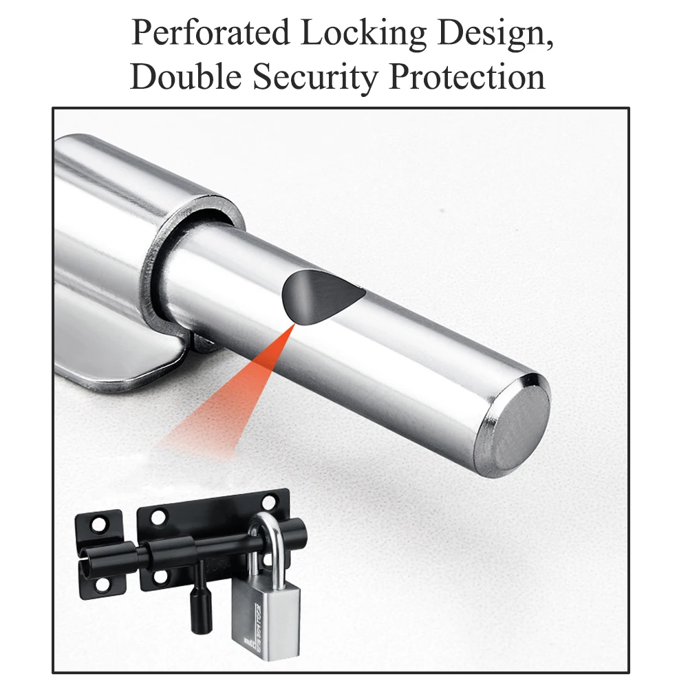 304 Stainless Steel Barrel Bolt Door Latch Door Latch With Padlock Hole Thickened Black Sliding Latch For Doors Windows Drawer Cabinets