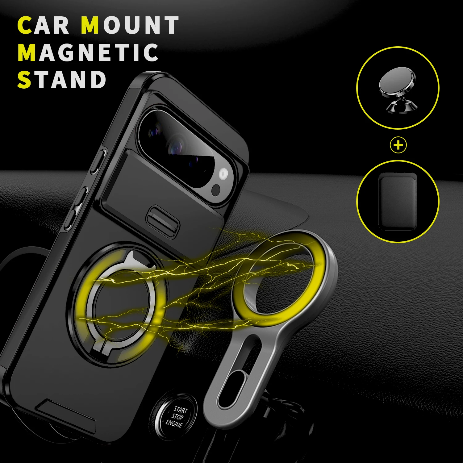 Premium Shockproof Armor Case with Anti-fall Support and Car Mount Feature