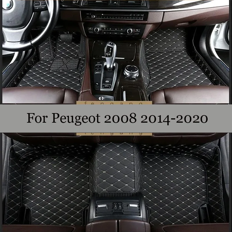 

100% Fit Custom Made Leather Car Floor Mat For Peugeot 2008 2014 2015 2016 2017 2018 2019 2020 Carpets Rugs Foot Pad Accessories