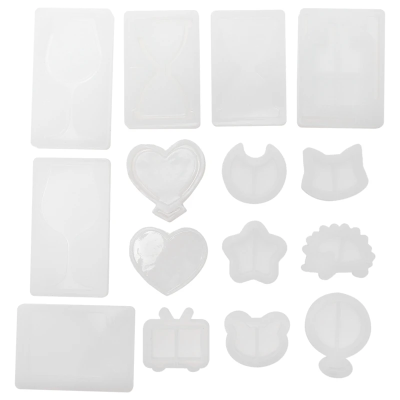 

Формы для смолы, форма для шейкера из смолы, прозрачные силиконовые формы, Искусственная Луна, сердце, звезда, песочные часы, кошка, бокал для вина, ПЭ