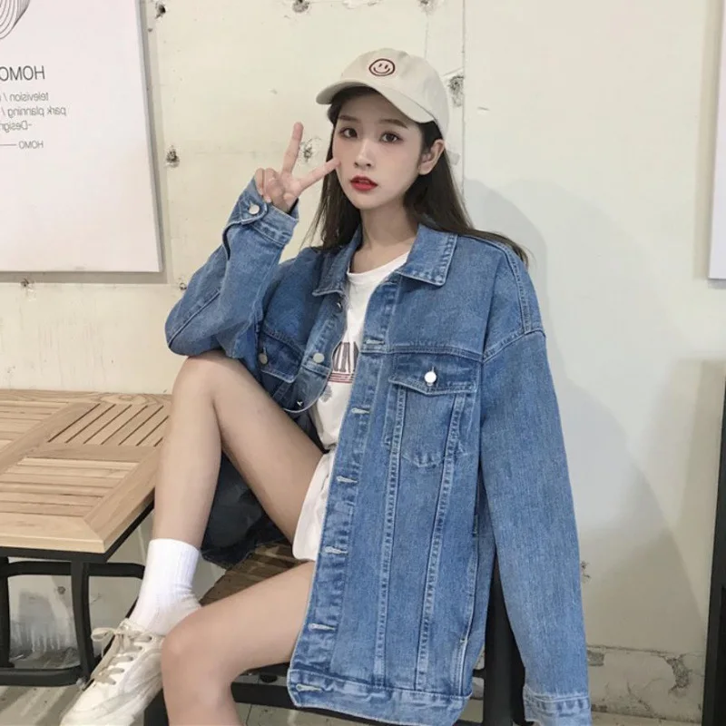 ZOUXO Jacket Women 2023 Spring Autumn New Fashion Kpop Denim Jacket Loose Versatile Long Sleeve Coat