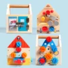 Kids Wooden Tool basket Pretend Play Set Nut Disassembly Screw Assembly Simulation Repair Carpenter  Montessori Education Toys 4