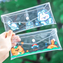

Cheap Transparent Pencil Cases Cute Stationery Storage Pencil Bags Pouch for Kids School Supplies Women Cosmetic Organizer Bag