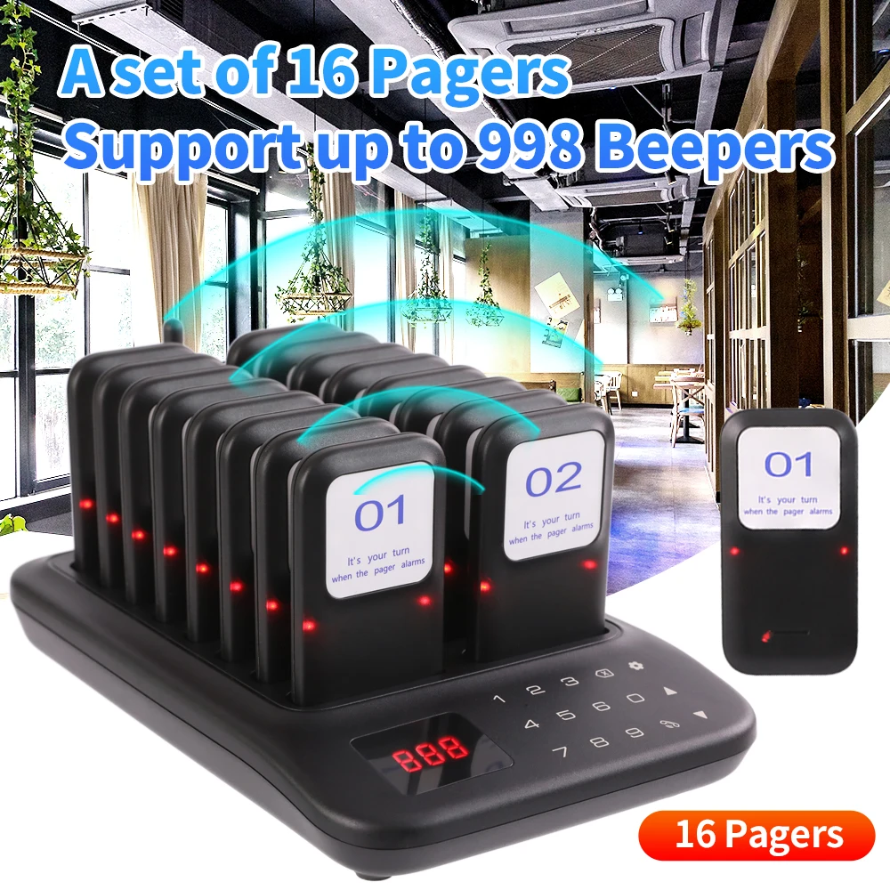Wirelesslink Touch Panel Wireless Calling System Strong Signal Restaurant Guest Queue Pager for Church Clinic Food Truck Nursery