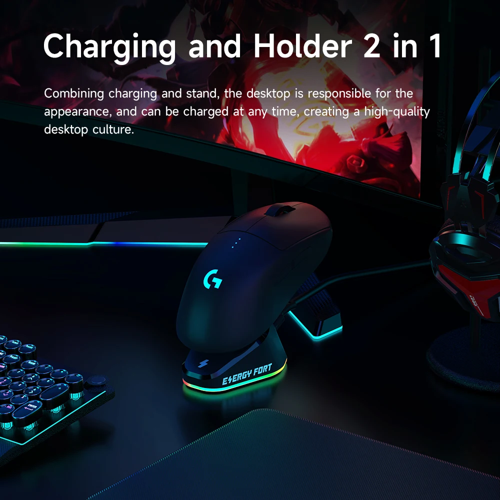 Jogo do Rato sem Fio Carregador Doca para Logitech G502 Lightvelocidade g Pro x Powerplay G703 G903 Gpw2 Razer Deathadder v2 Naga Pro - Imagem 4