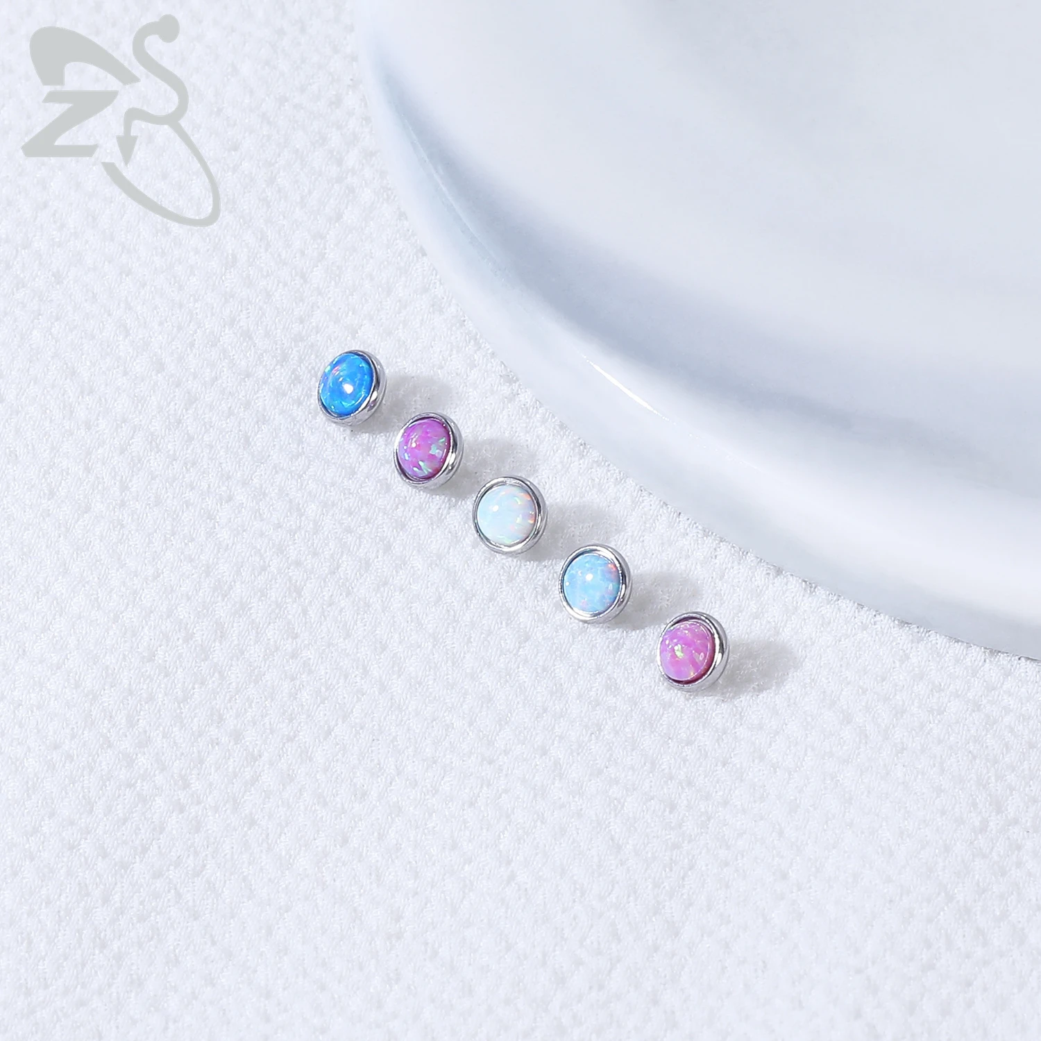 ZS 1PC 16G Stainless Steel Micro Dermal Piercing for Women CZ Opal Dermal Anchor Surface Piercings Skin Diver Body Piercing 3