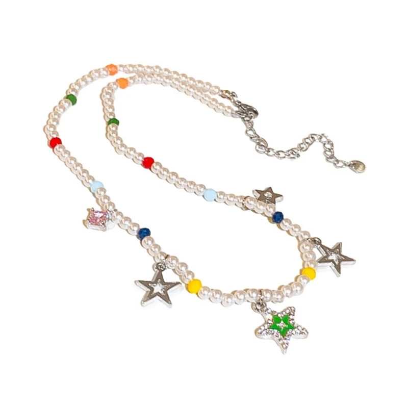 

Модное ожерелье с воротником и звездой, ожерелье Y2K с искусственным жемчугом, колье