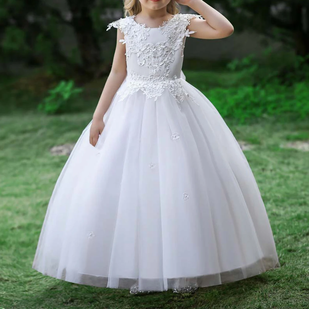 

Elegant Princess Lace Dress Kid Costume Embroidery Dresses For Girls Vintage Children Dresses for Christmas Party Red Ball Gown