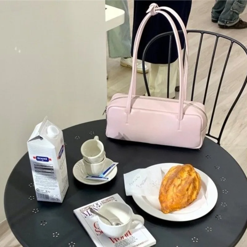 Japanese Style Sweet Cute Bow Shoulder Bags Women Leather Large Capacity Crossbody Bag Ladies Square Casual Gentle Underarm Bag