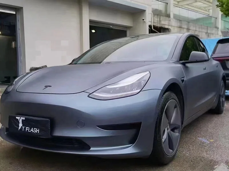 

Матовая, серая, синяя, Металлическая Автомобильная виниловая пленка, рулон, самоклеящаяся наклейка для обмотки кузова автомобиля, пузырьки воздуха