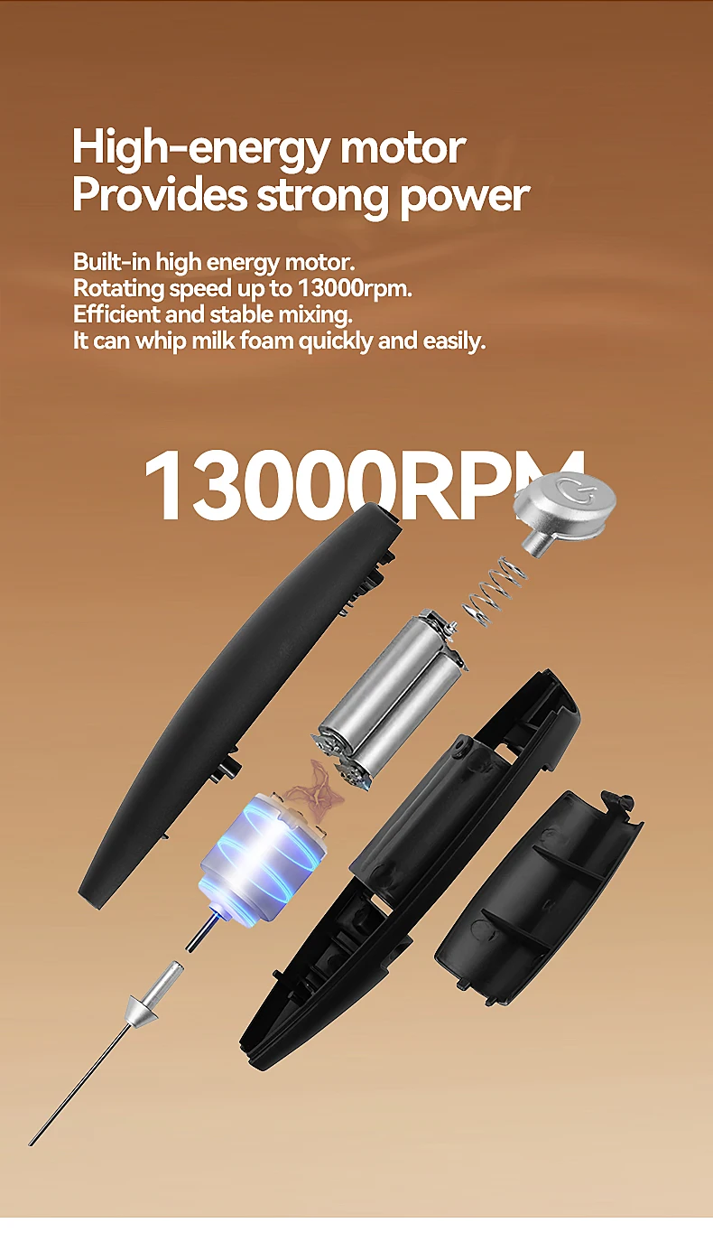 Description Picture 3 of item1PC Electric Egg Beater Milk Frother Wireless Handheld Coffee Cappuccino Frother Household Mini Whisk Mixer