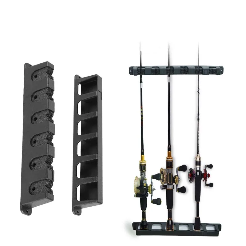 

Multifunctional Fishing Rod Holder 6 Hole Vertical Rack On Wall Lure Fishing Rod Telescopic Pole Holder Handle Net B523