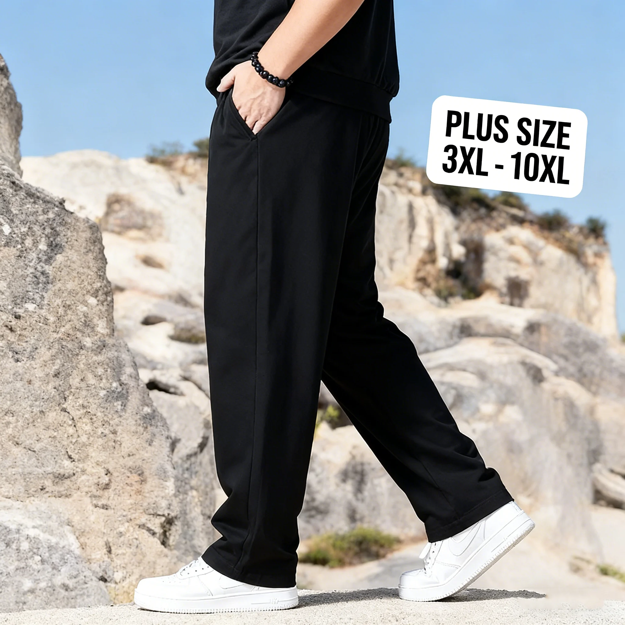 Men's 3XL-10XL Plus Size Baggy Jogger Pants Elastic Waist Quick