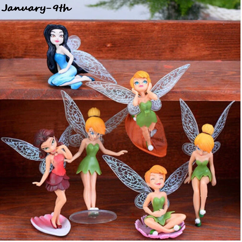 6Pcs Flower Fairy Pixie Fly Wing famiglia in miniatura artificiale simpatici cani ornamento da giardino decorazioni per la casa decorazione artigianale