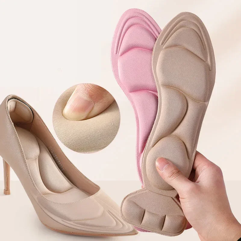 4PCS Women High-heel Shoes Insoles Memory Foam Insoles Anti-slip Cutable Insole Comfort Breathable Foot Care Massage Shoe Pads