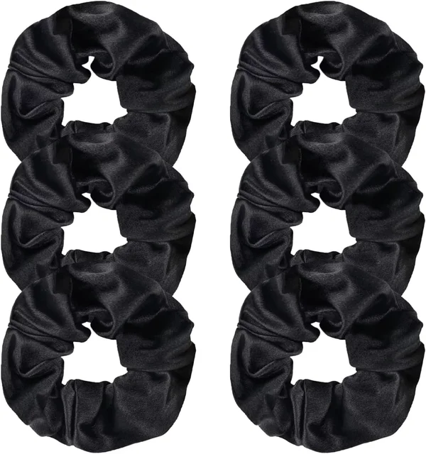 6 Pcs Satin Scrunchies Elastic Hair Bands Satin/Velvet Hair Ties Satin Hair Scrunchies for Frizz Prevention Polytail Holders, 1