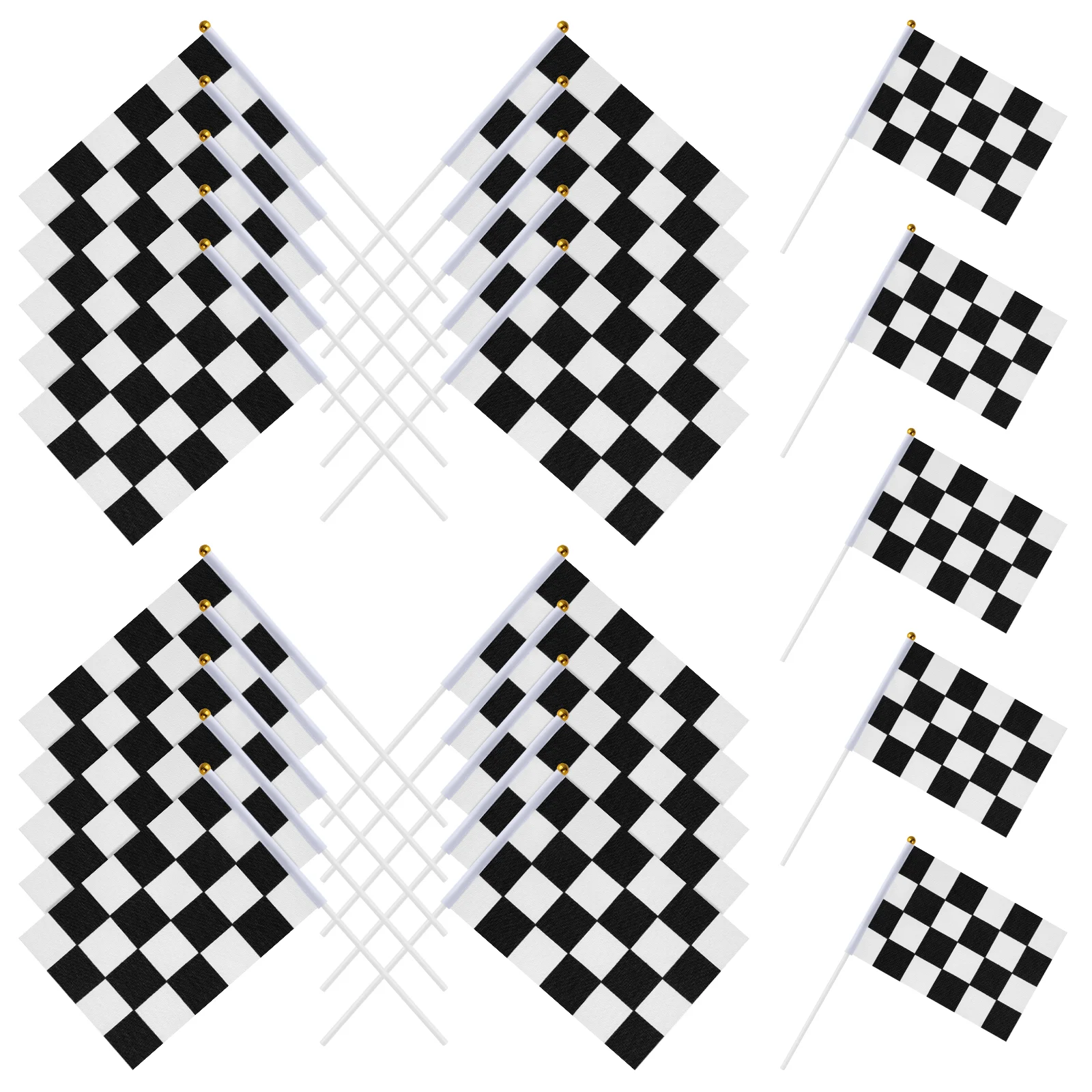 

25 Pcs Ornament Checkered Flag Racing Flags Grid Signal Black and White Match Party Car with Sticks Child