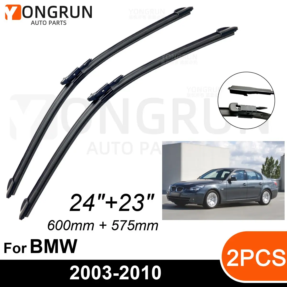 

Car Front Windshield Wipers For BMW 5 Series 2003-2010 Wiper Blade Rubber 24"+23" Car Windshield Windscreen Accessories