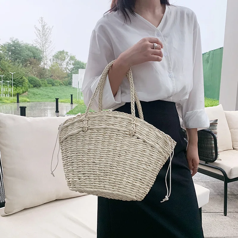 Women Bohemian Beach Handbag Rattan Wicker Straw Tote Bag Large Capacity Female Casual Travel Fashion Shoulder Basket Bolsos