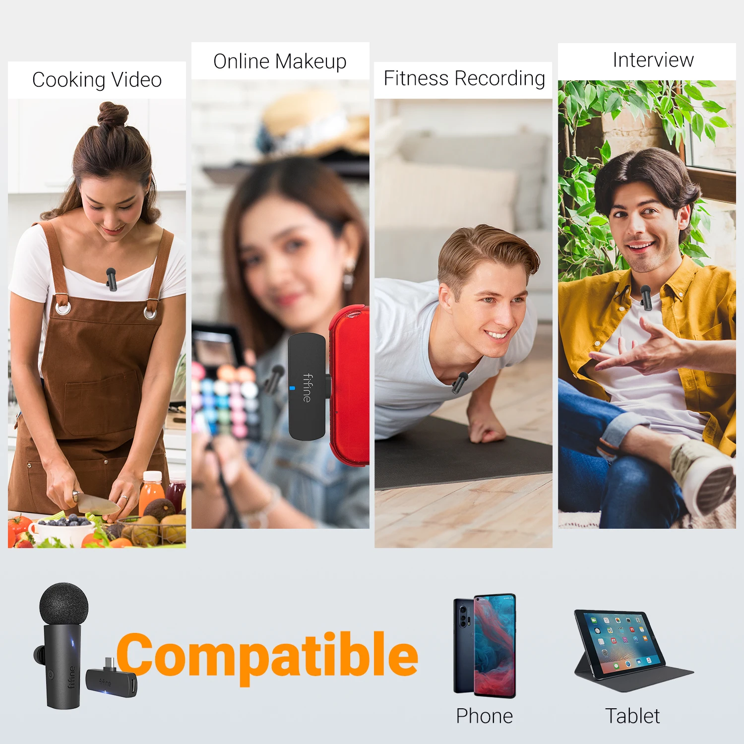 ميكروفون lafalier لاسلكي FIFINE ، مكثف Type-C ، مي...