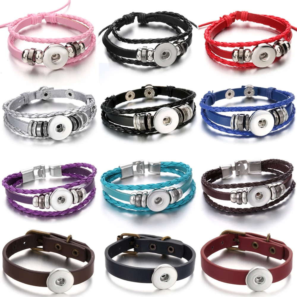 Snap Buttons Leather Snap Bracelet Bangles 18mm Button DIY Ginger Charm Bracelet