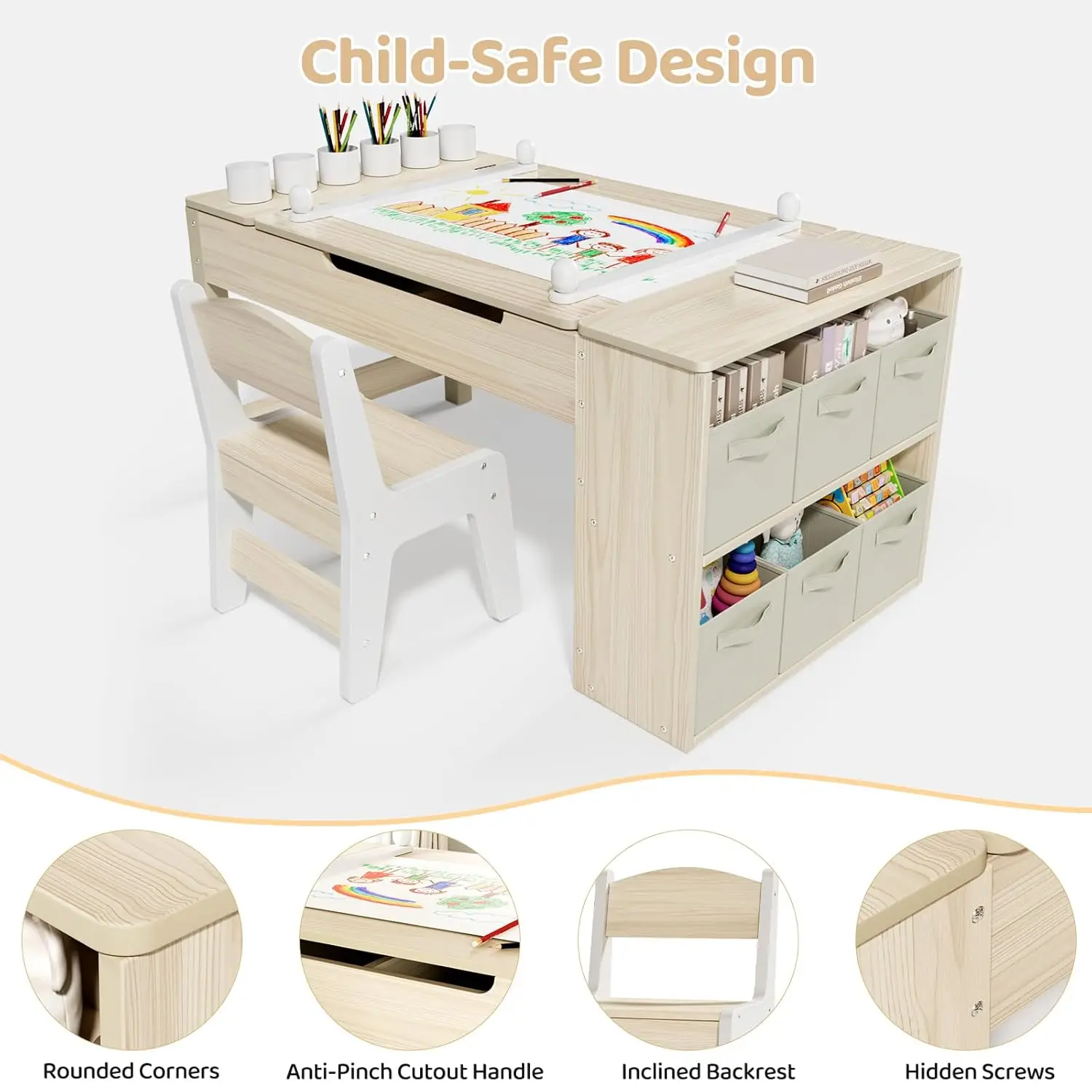 Kids Art Table Chair Easel Set 4